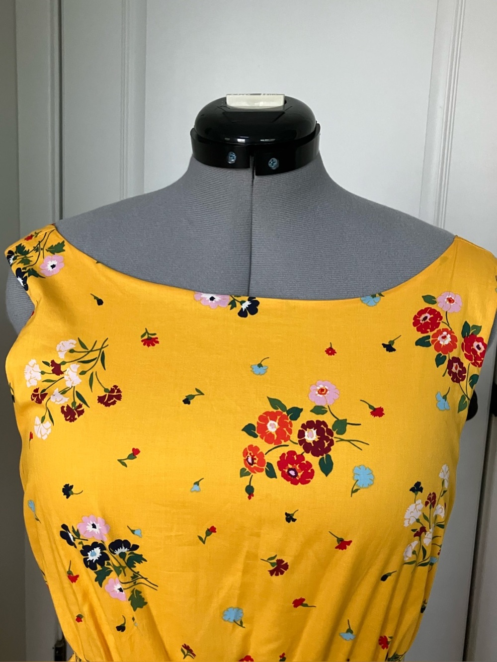 kate spade Yellow Floral Smocked Midi Dress with Boat Neck - Picture 2 of 4